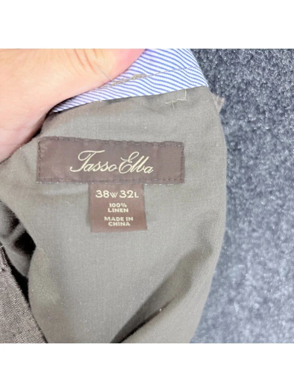 Jasso Elba Pants Men 38*32 Beige High Rise Chino Flat Front Pockets Linen